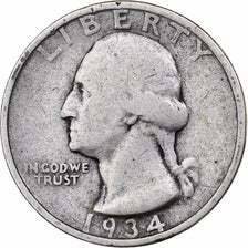 United States, Quarter, Washington Quarter, 1934, U.S. Mint, Silver, VF(20-25)