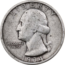 United States, Quarter, Washington Quarter, 1934, U.S. Mint, Silver, VF(20-25)