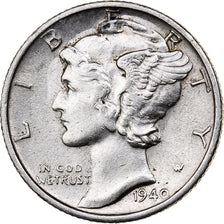 UNITED STATES, Mercury Dime, Dime, 1940, U.S. Mint, KM #140, EF(40-45), Silver,.