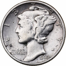 Stati Uniti, Dime, Mercury, 1942, Philadelphia, Argento, BB