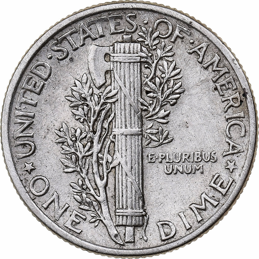 USA, Dime, Mercury Dime, 1942, Philadelphia, Srebro, EF(40-45), KM:140