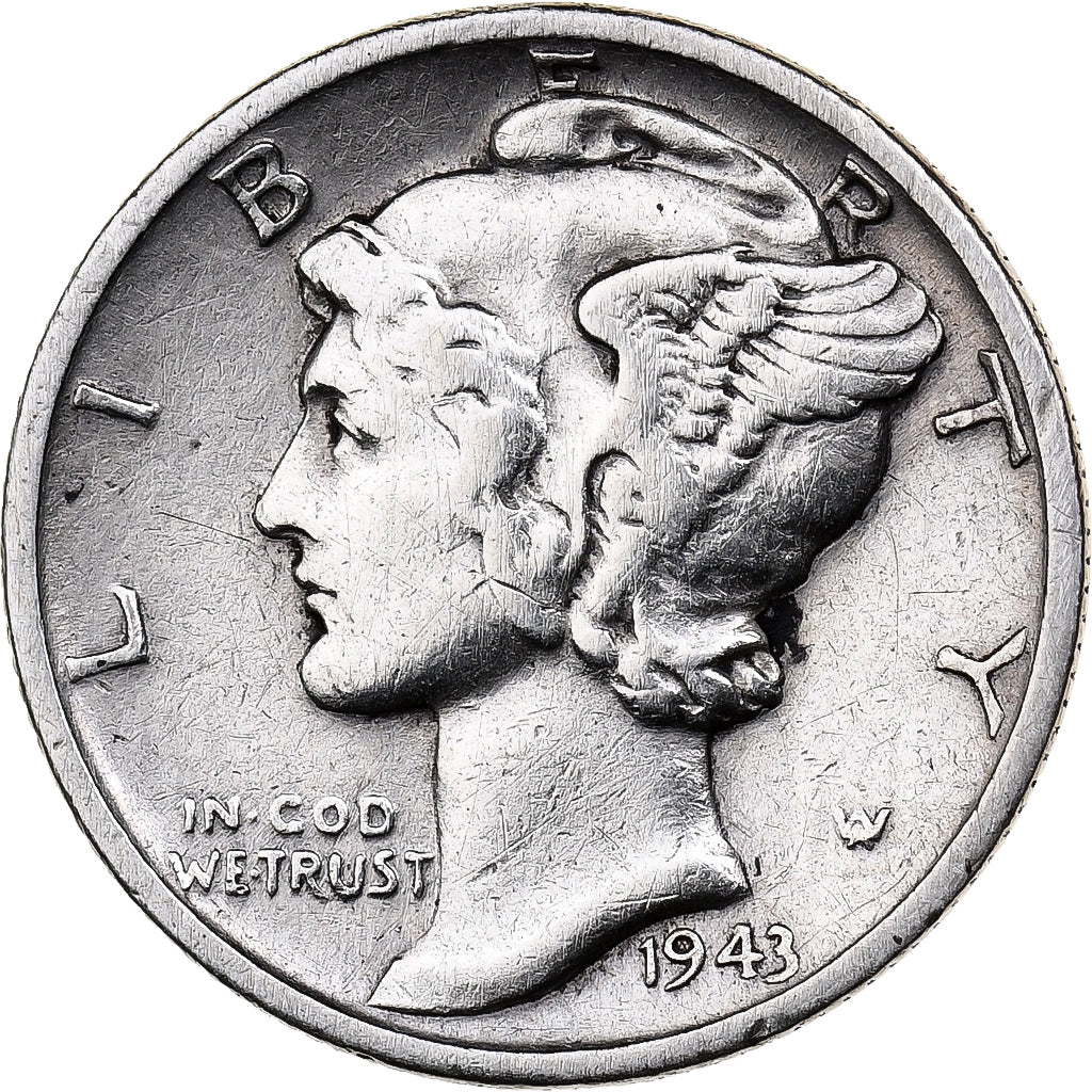 United States, Dime, Roosevelt Dime, 1943, U.S. Mint, Silver, AU(55-58), KM:195