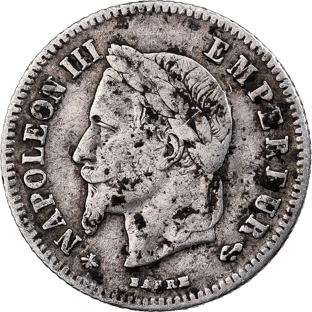 Francia, Napoleon III, 20 Centimes, 1866, Strasbourg, Argento, BB, Gadoury:308