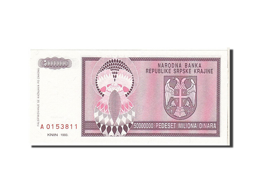 Banknote, Croatia, 50 Million Dinara, 1993, UNC(63)