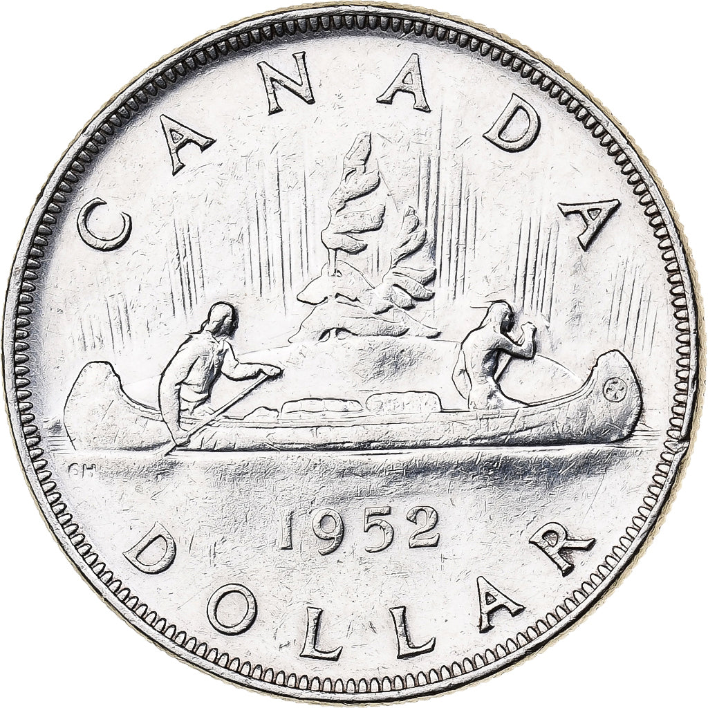CANADA, Dollar, 1952, Royal Canadian Mint, KM #46, AU(50-53), Silver, 36, 23.25