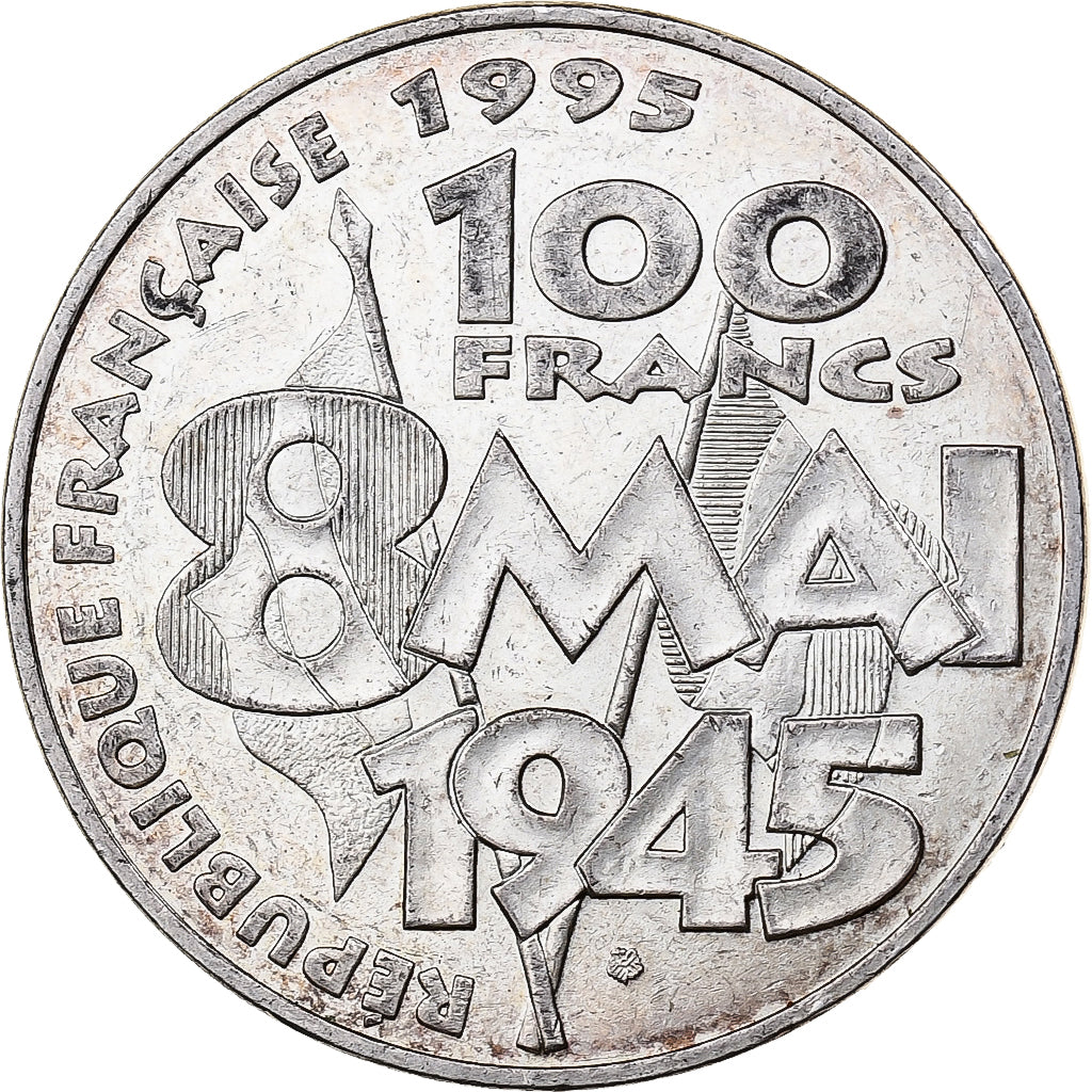 Munten, Frankrijk, 8 mai 1945, 100 Francs, 1995, Paris, ZF+, Zilver, KM:1116.1