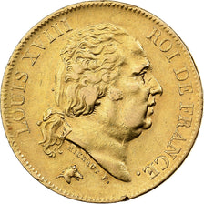 Louis XVIII, 40 Francs or buste habillé, 1818 W, Lille, Gadoury 1092