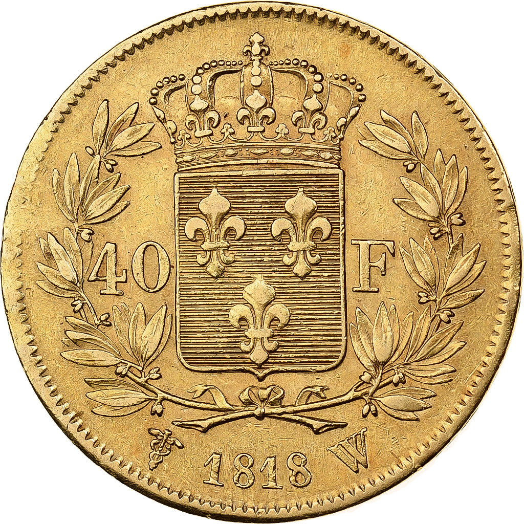 Louis XVIII, 40 Francs or buste habillé, 1818 W, Lille, Gadoury 1092