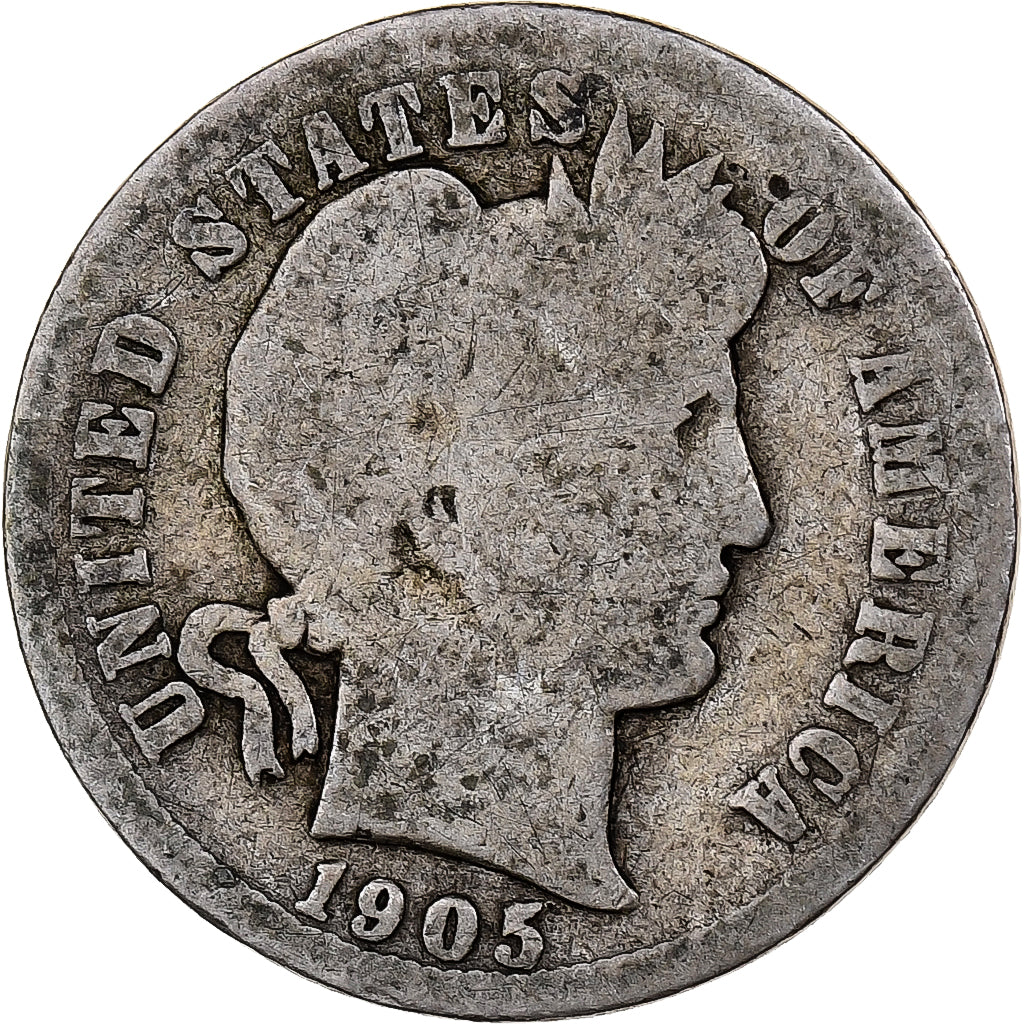 Stati Uniti, Dime, Barber Dime, 1905, Philadelphia, Argento, B+, KM:113