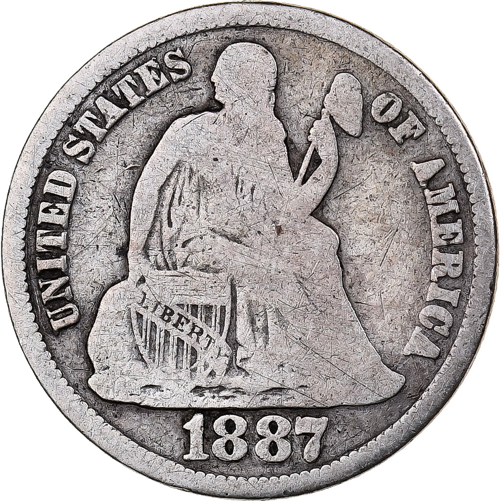 United States, Seated Liberty Dime, 1887, San Francisco, EF, KM:A92