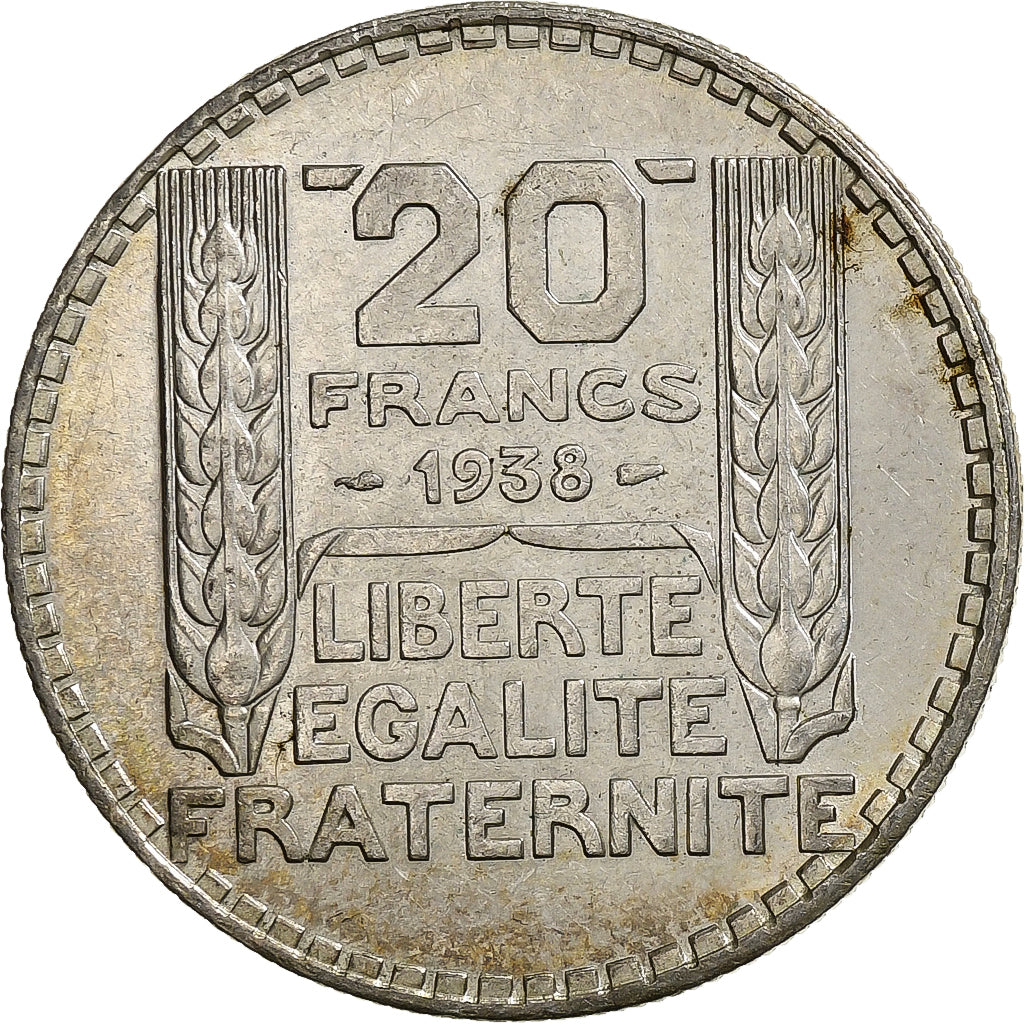 Moneta, Francia, Turin, 20 Francs, 1938, Paris, SPL-, Argento, KM:879