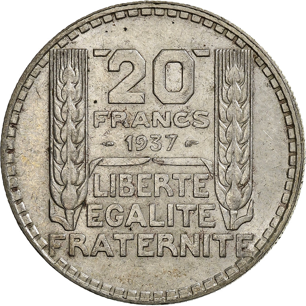 Frankrijk, 20 Francs, Turin, 1937, Paris, Zilver, ZF+, Gadoury:852, KM:879