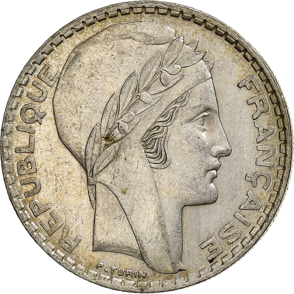 France, Turin, 20 Francs, 1937, Paris, AU(55-58), Silver, KM:879, Gadoury:852