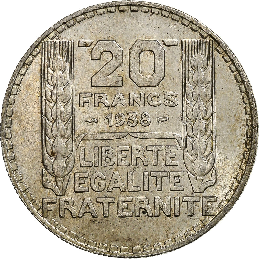 Moneta, Francia, Turin, 20 Francs, 1938, Paris, SPL-, Argento, KM:879