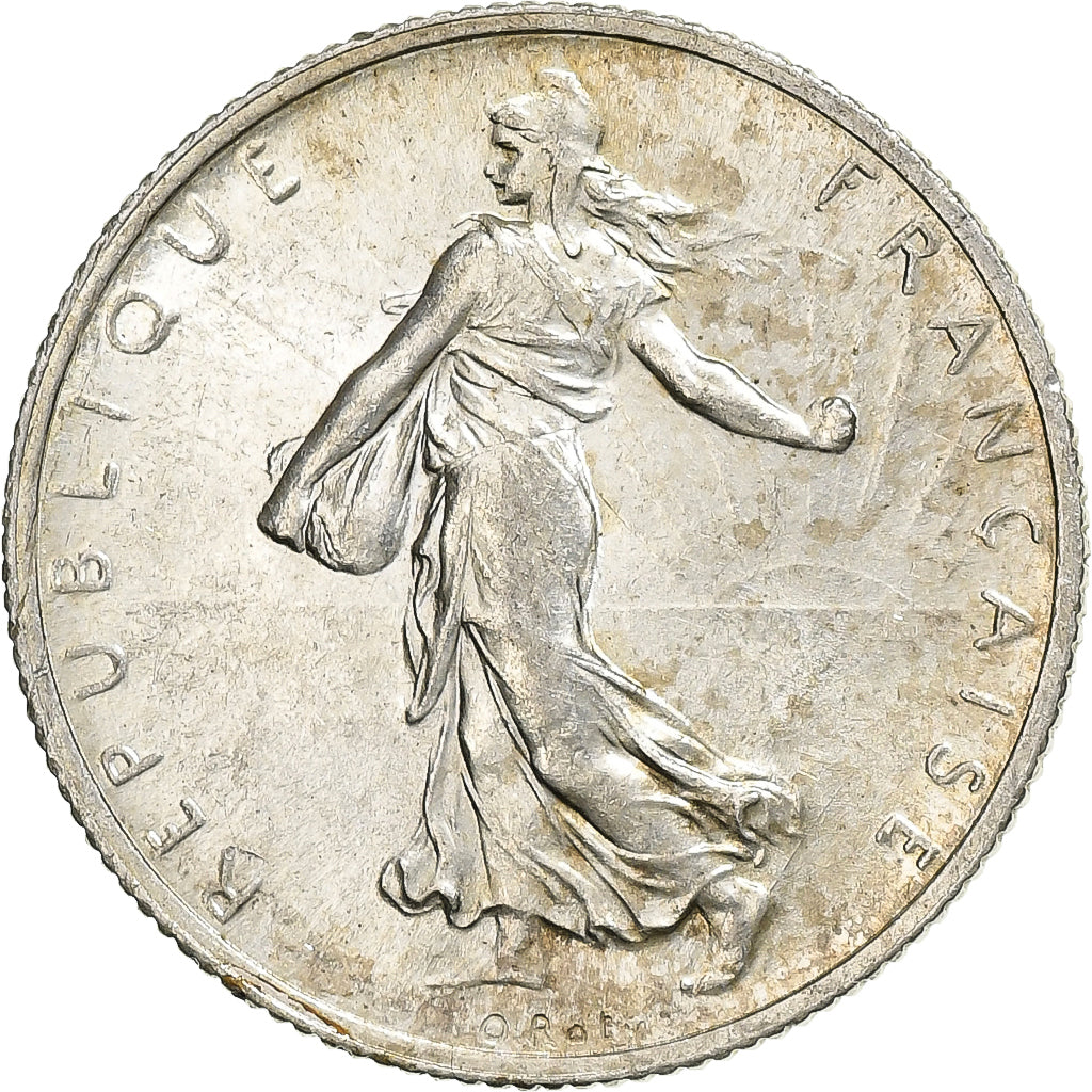 France, 2 Francs, Semeuse, 1918, Paris, Silver, MS(60-62), Gadoury:532, KM:845.1