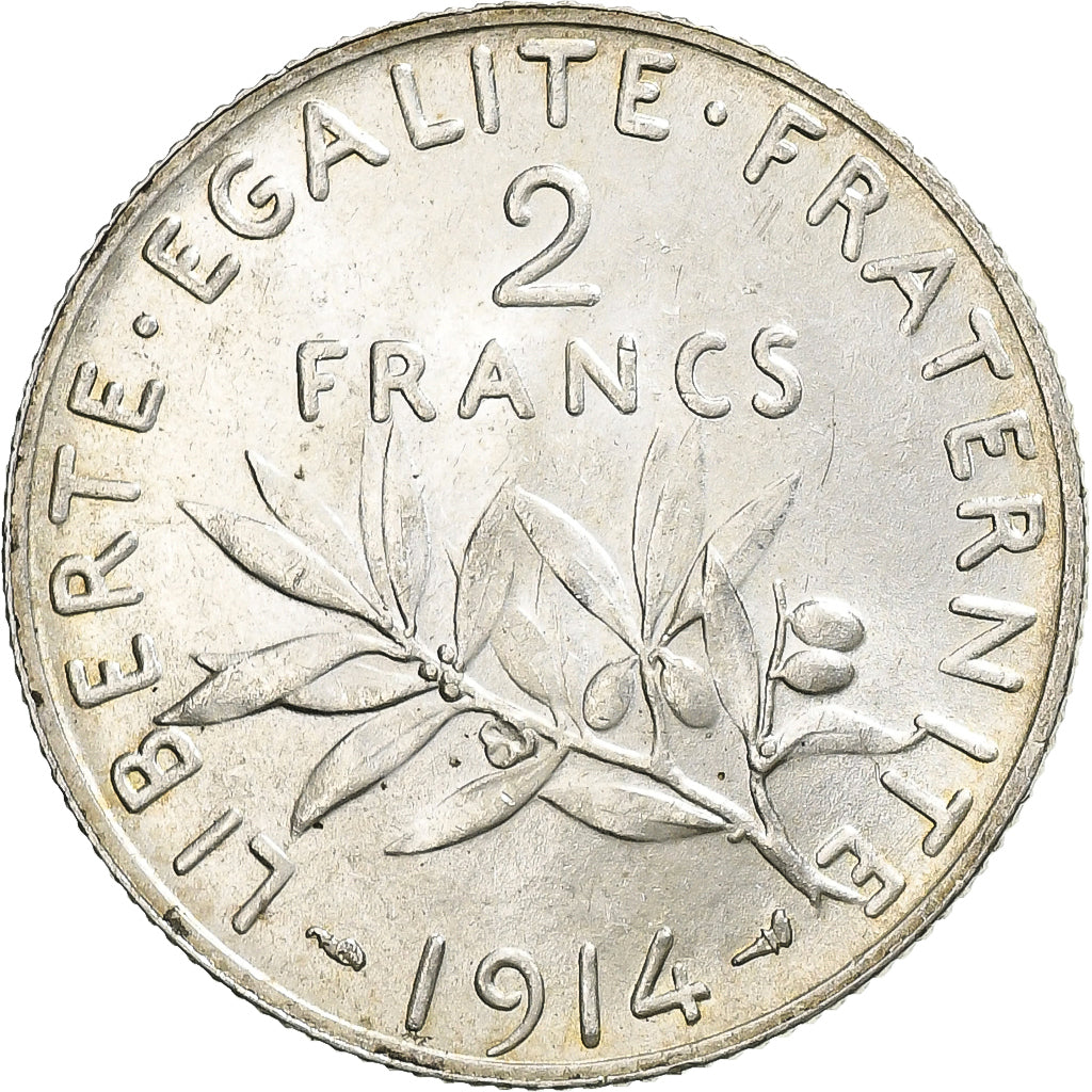 Monnaie, France, Semeuse, 2 Francs, 1914, Paris, SUP, Argent, Gadoury:532