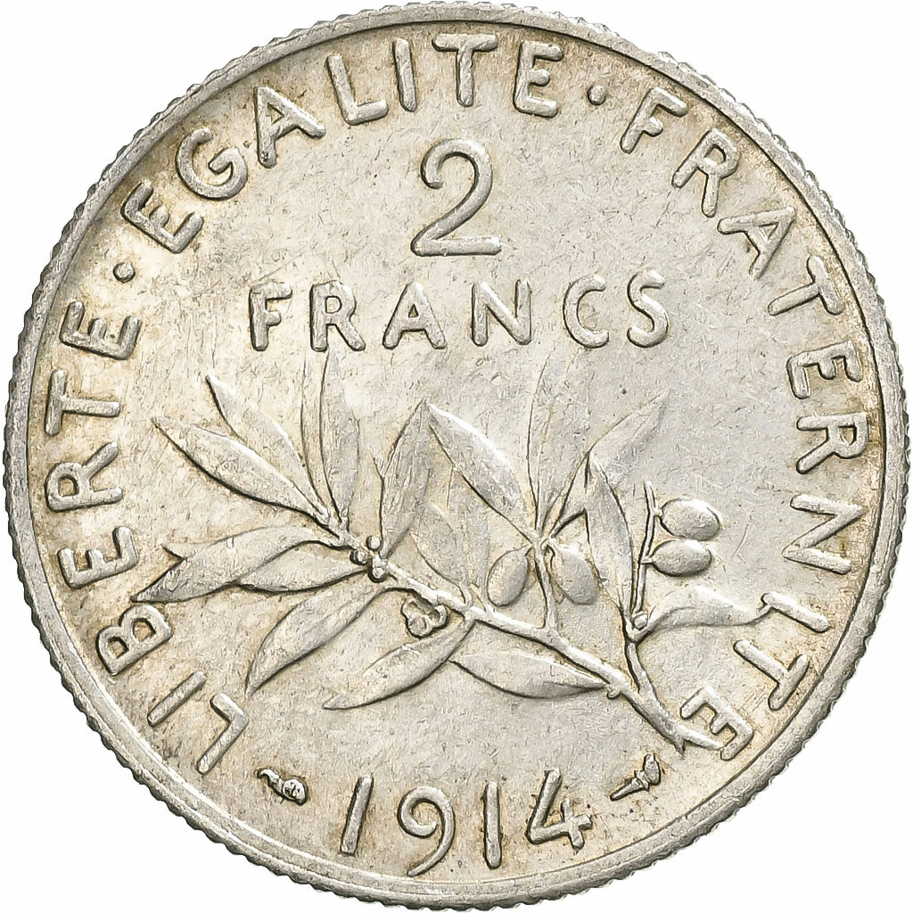 Munten, Frankrijk, Semeuse, 2 Francs, 1914, Paris, PR, Zilver, KM:845.1