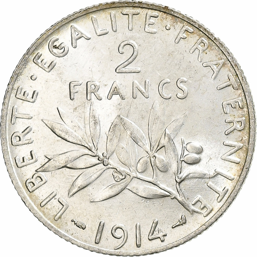 Moneda, Francia, Semeuse, 2 Francs, 1914, Paris, EBC, Plata, KM:845.1