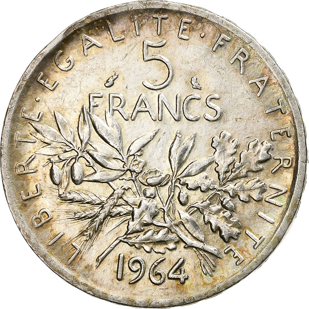 França, 5 Francs, Semeuse, 1964, Paris, Prata, AU(55-58), Gadoury:770