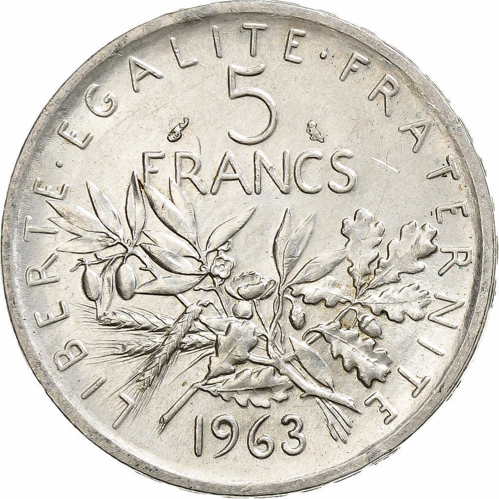 Frankreich, Semeuse, 5 Francs, 1963, Paris, UNZ+, Silber, KM:926, Gadoury:770