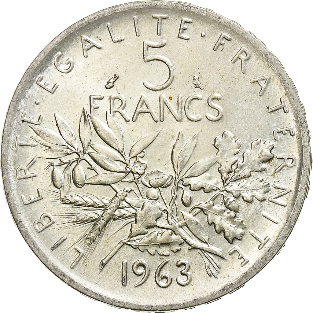 France, 5 Francs, Semeuse, 1963, Paris, Argent, SUP+, Gadoury:770, KM:926