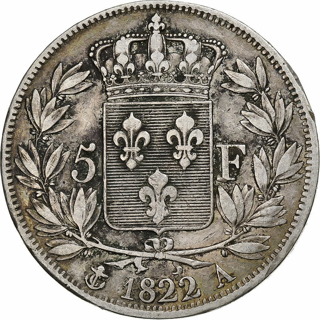 Coin, France, Louis XVIII, 5 Francs, 1822, Paris, VF(30-35)