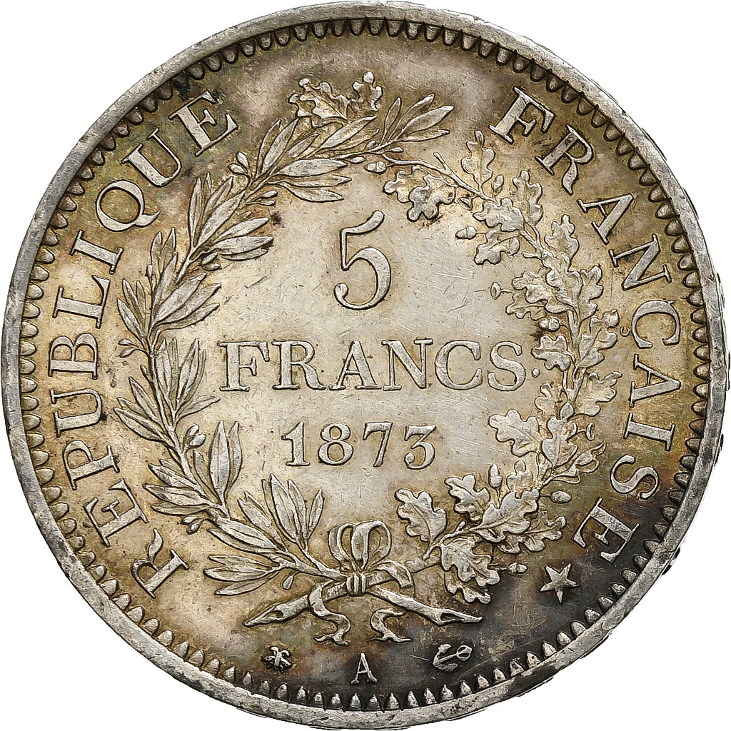 France, 5 Francs, Hercule, 1873, Paris, Silver, EF(40-45), Gadoury:745.a