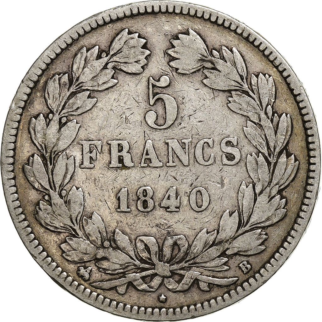 Monnaie, France, Louis-Philippe, 5 Francs, 1840, Rouen, TB, Argent, KM:749.2