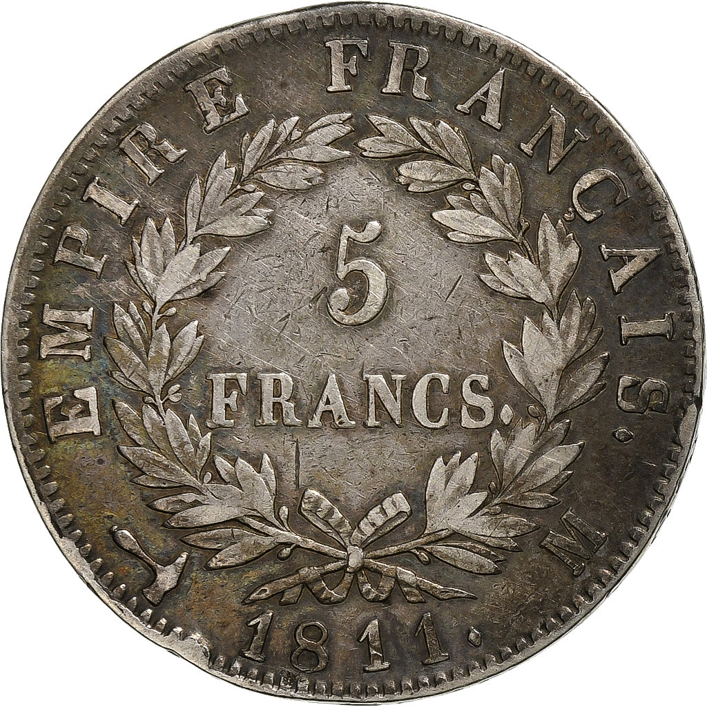 FRANCE, Napoléon I, 5 Francs, 1811, Toulouse, KM:694.10, VF(30-35), Silver,...