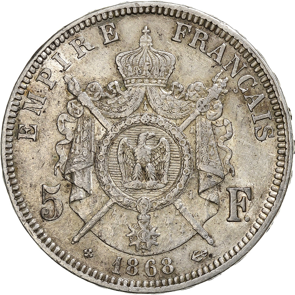 Coin, France, Napoléon III, 5 Francs, 1868, Strasbourg, EF(40-45), Silver