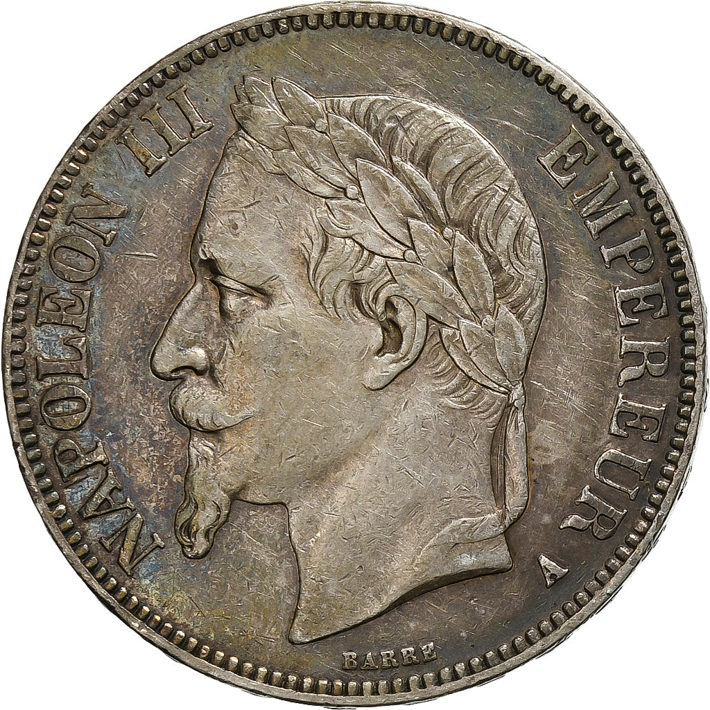 Munten, Frankrijk, Napoleon III, 5 Francs, 1867, Paris, ZF+, Zilver, Gadoury:739