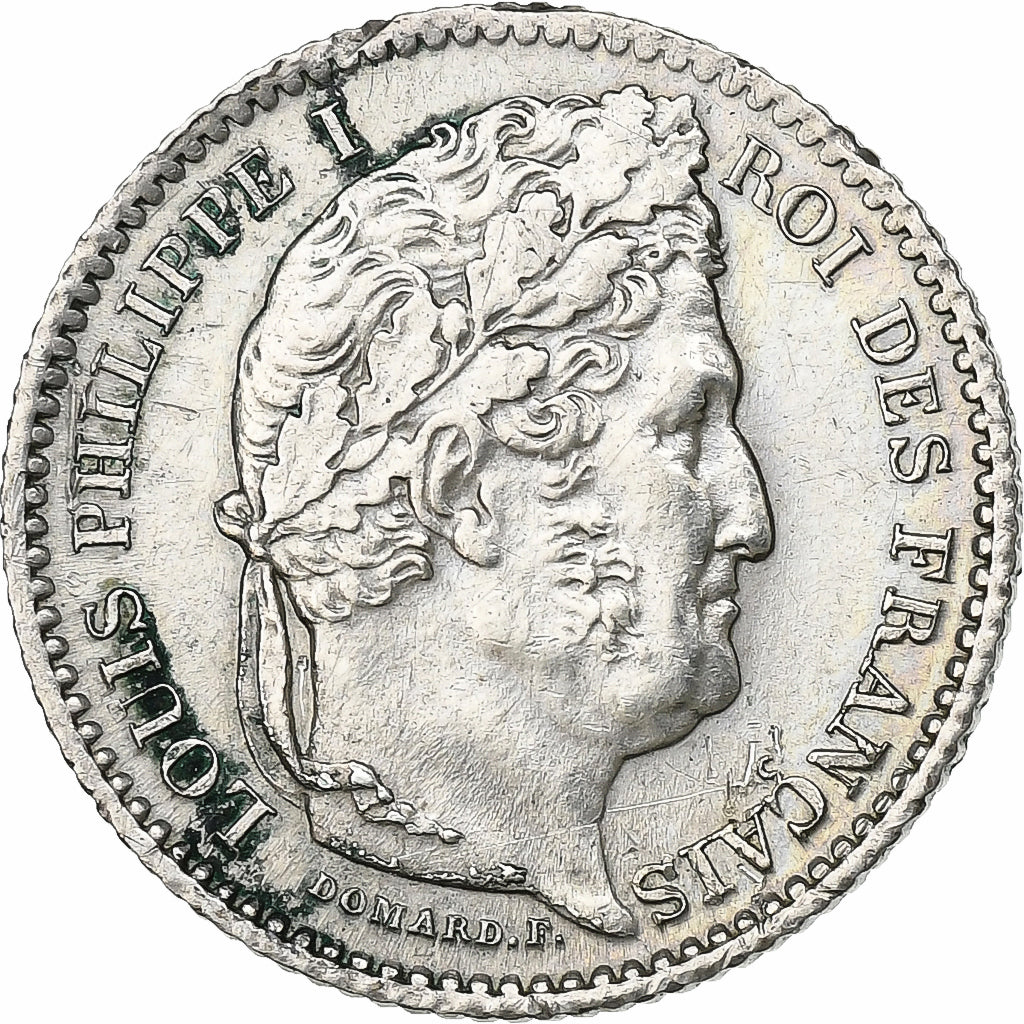Moeda, França, Louis-Philippe, 25 Centimes, 1845, Rouen, AU(50-53), Prata