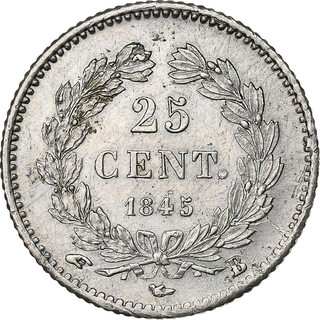 Moeda, França, Louis-Philippe, 25 Centimes, 1845, Rouen, AU(50-53), Prata