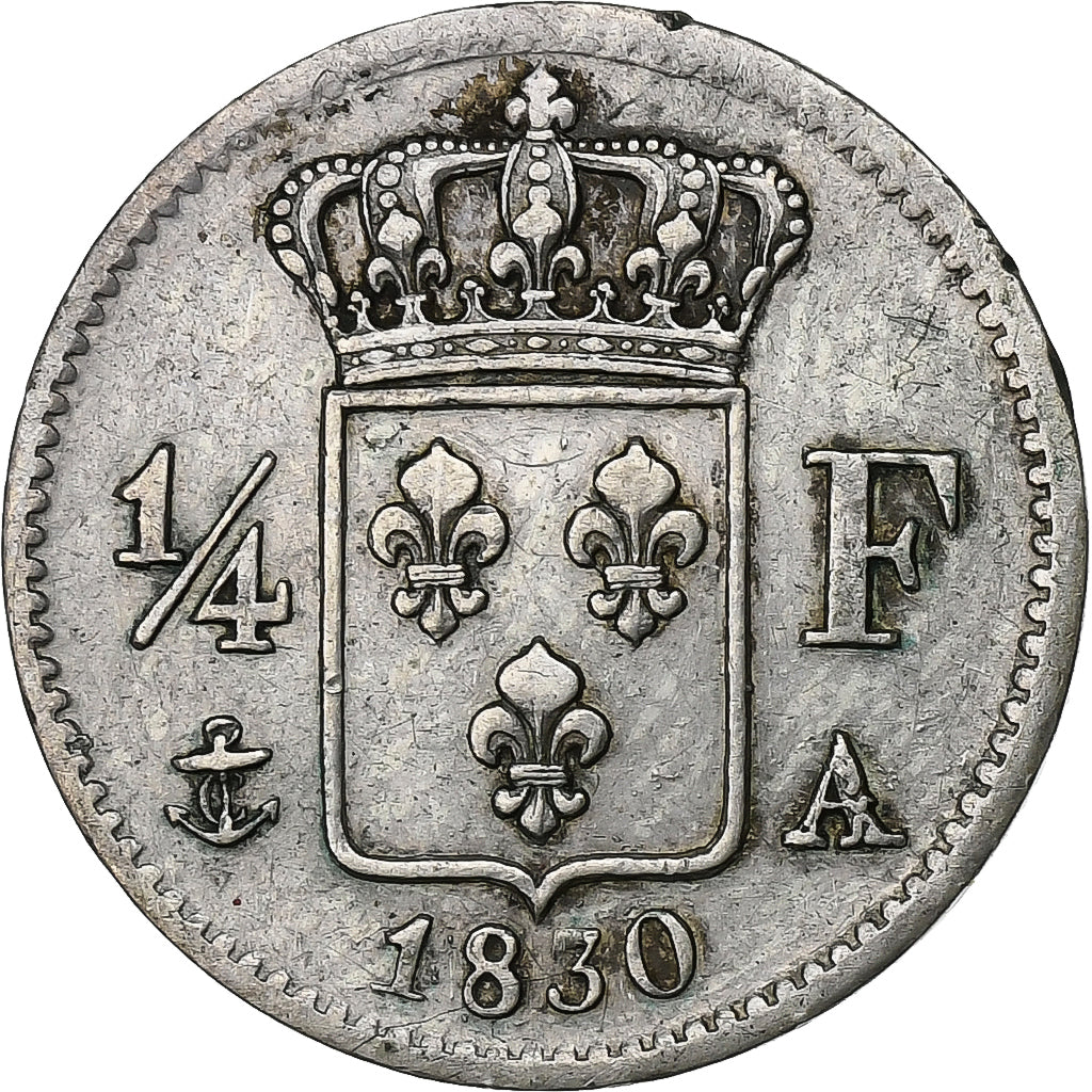 Coin, France, Charles X, 1/4 Franc, 1830, Paris, EF(40-45), Silver, KM:722.1