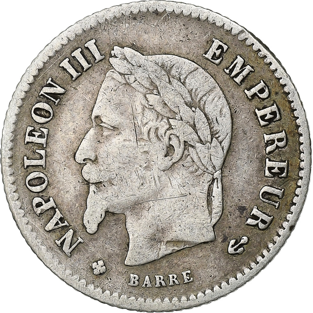 Francia, Napoleon III, 20 Centimes, 1867, Strasbourg, Argento, BB, Gadoury:309