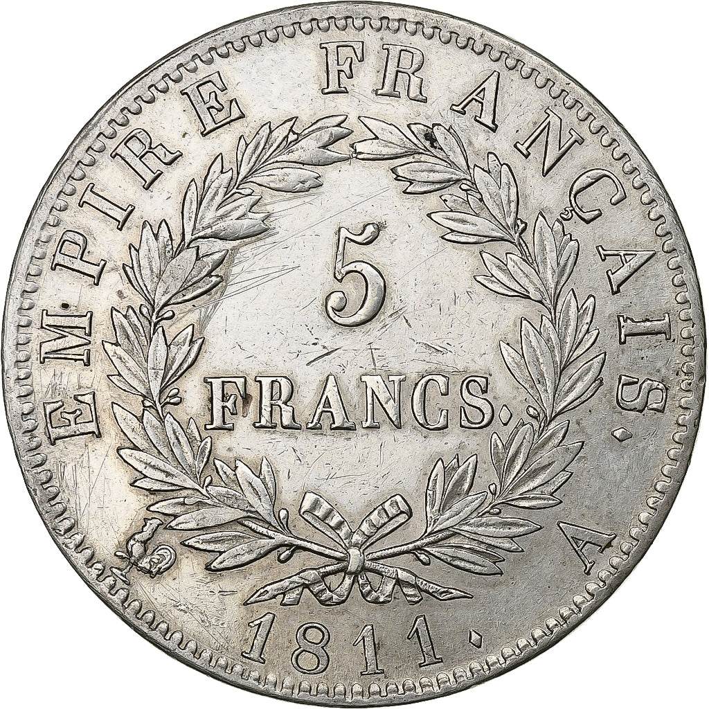 France, Napoléon I, 5 Francs, 1811,Paris,AU(50-53),Silver,KM:694.1,Gadoury 584