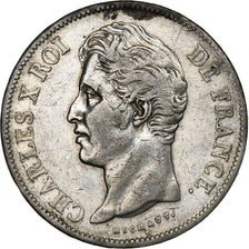 France, Charles X, 5 Francs, 1827, Paris, Argent, TTB+, Gadoury:644