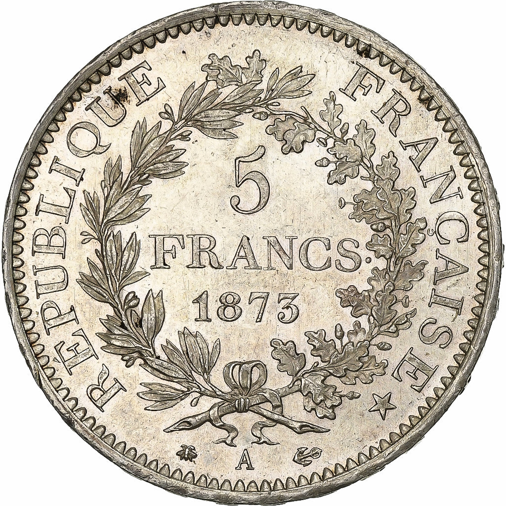Frankrijk, Hercule, 5 Francs, 1873, Paris, ZF+, Zilver, KM:820.1, Gadoury:745a