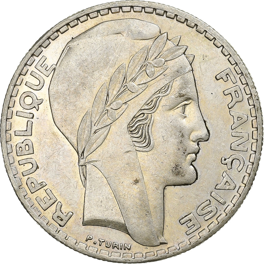 Francja, 20 Francs, Turin, 1938, Paris, Srebro, AU(50-53), Gadoury:852, KM:879