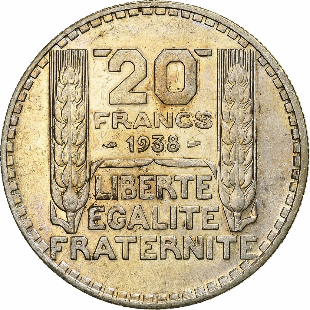 Francia, 20 Francs, Turin, 1938, Paris, Argento, BB+, Gadoury:852, KM:879