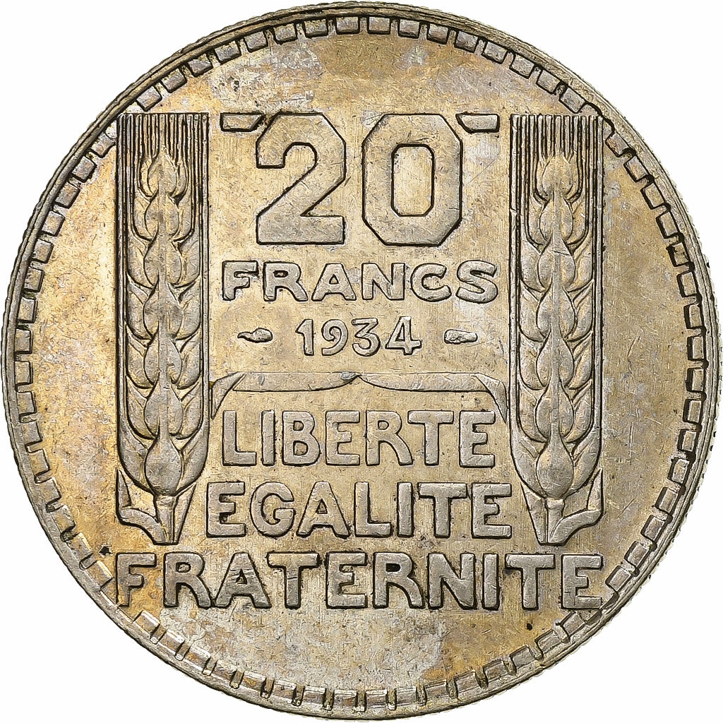 Francia, 20 Francs, Turin, 1934, Paris, Argento, SPL, Gadoury:852, KM:879