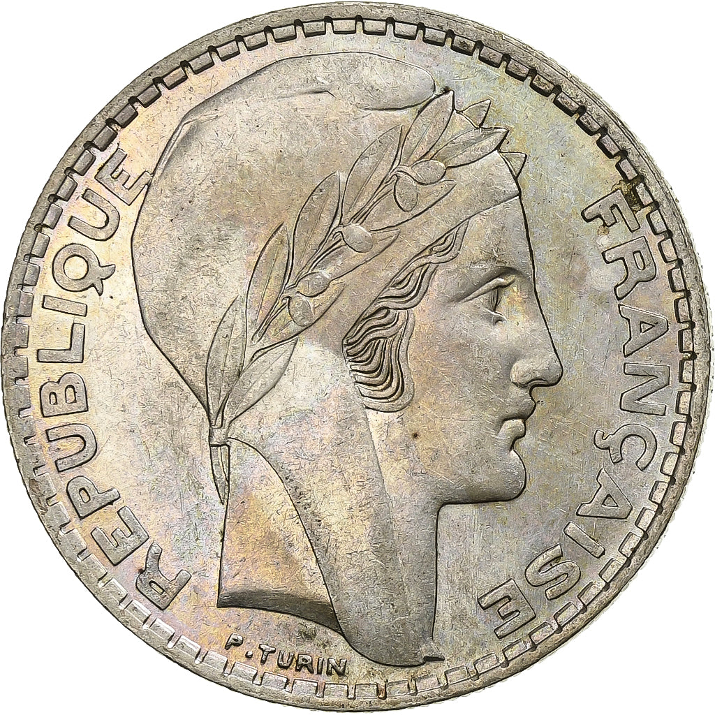Francia, 20 Francs, Turin, 1937, Paris, Argento, BB+, Gadoury:852, KM:879