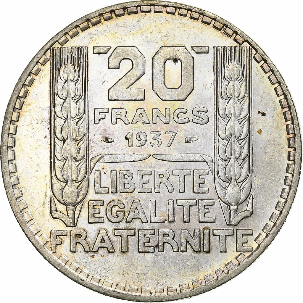 Francia, 20 Francs, Turin, 1937, Paris, Argento, BB+, Gadoury:852, KM:879
