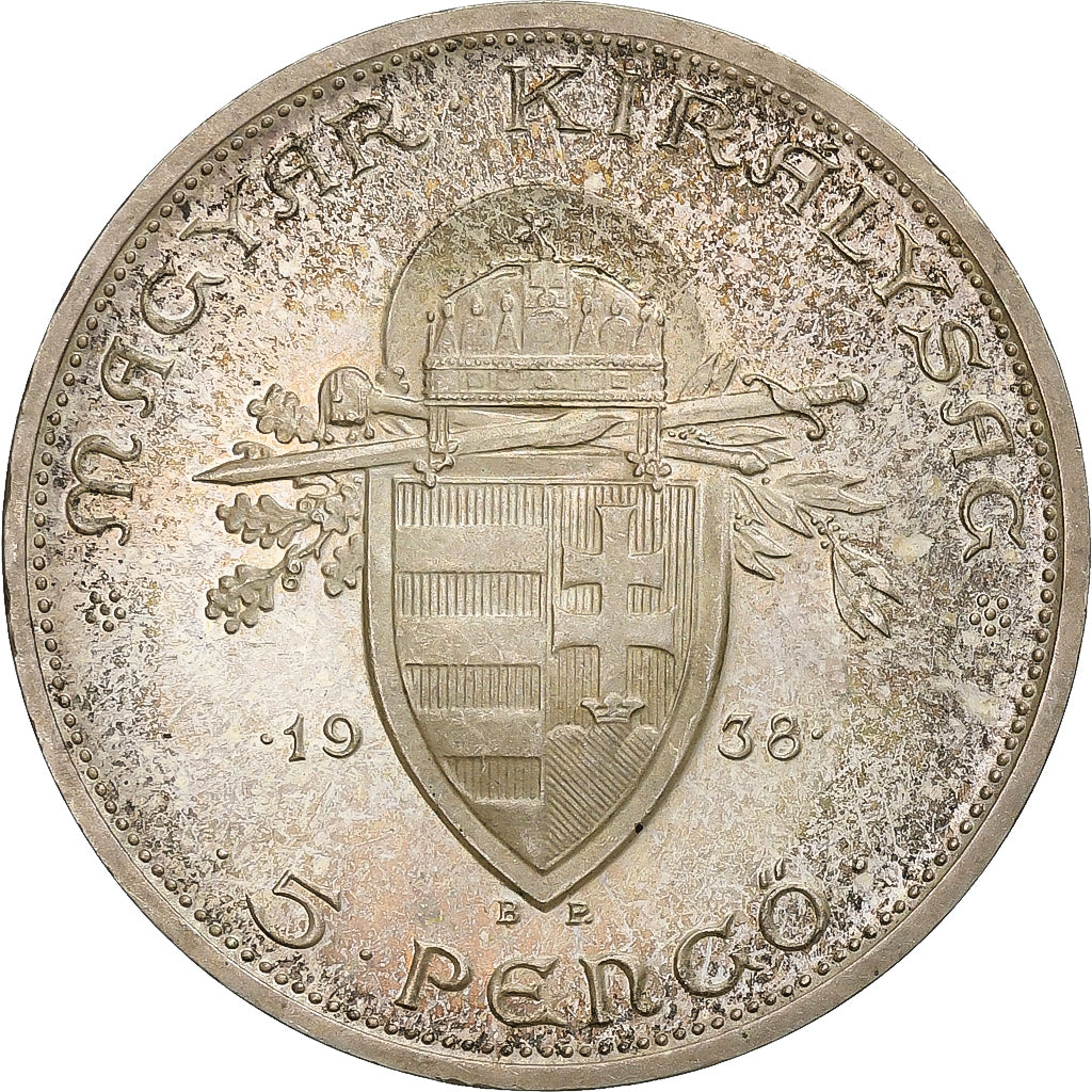 Hongrie, 5 Pengö, 1938, Budapest, Argent, SUP, KM:516