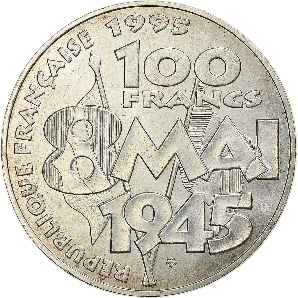 France, 8 mai 1945, 100 Francs, 1995, Paris, AU(50-53), Silver, KM:1116.1