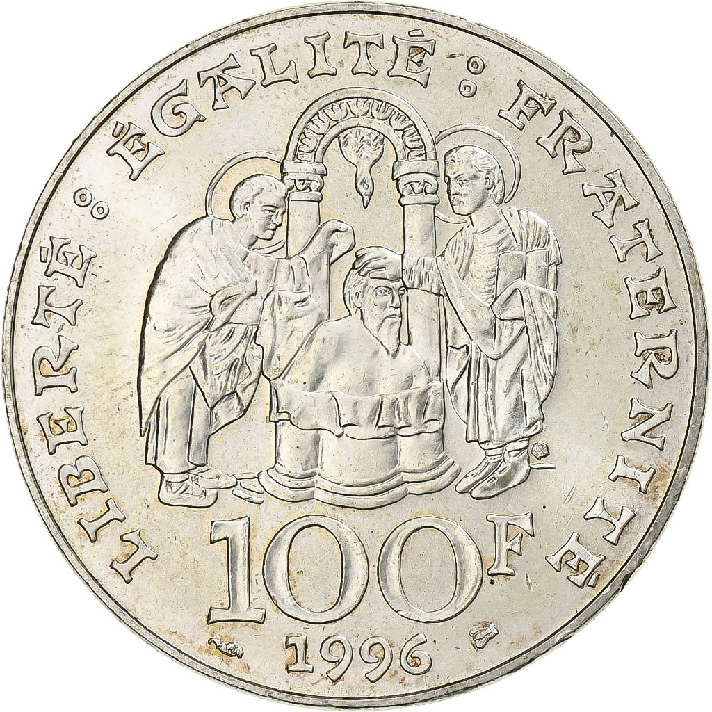 France, Clovis, 100 Francs, 1996, AU(55-58), Silver, KM:1180, Gadoury:953