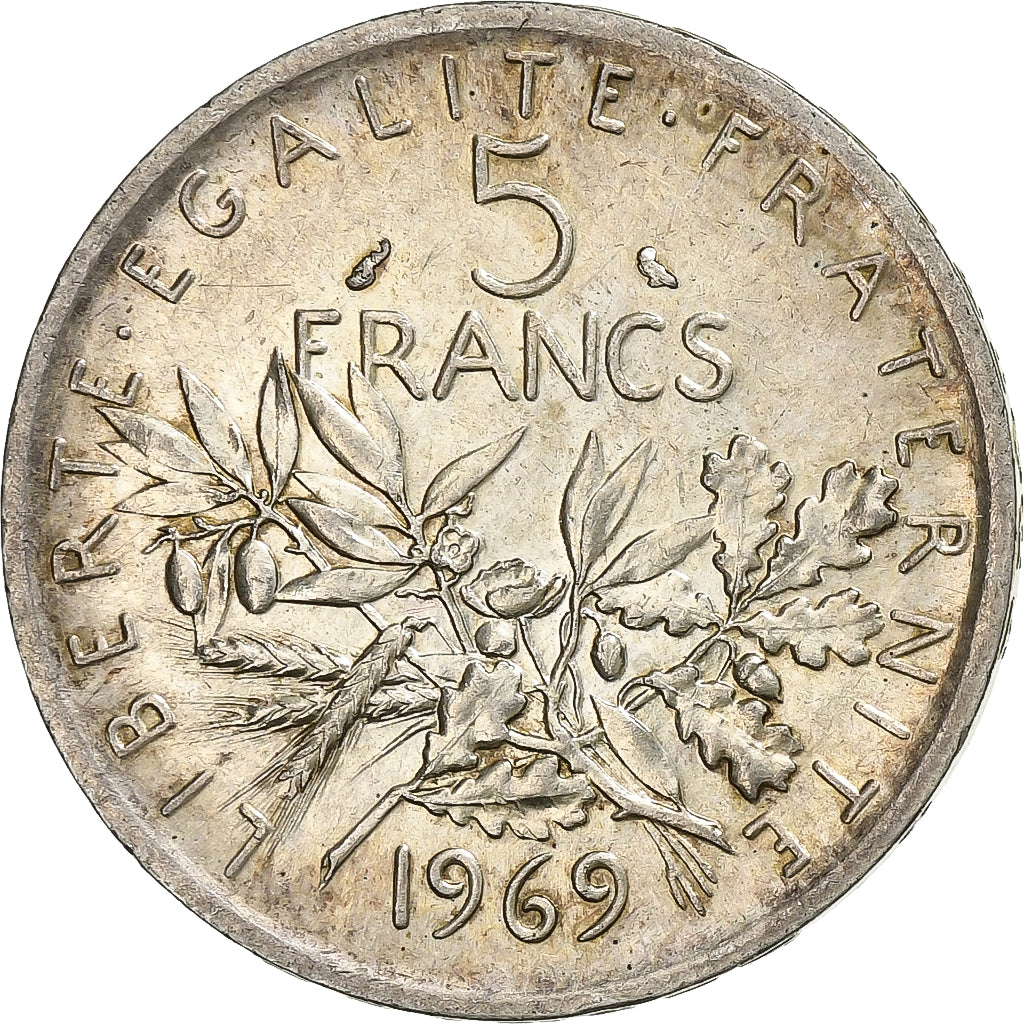 France, Semeuse, 5 Francs, 1969, Paris, SUP, Argent, KM:926