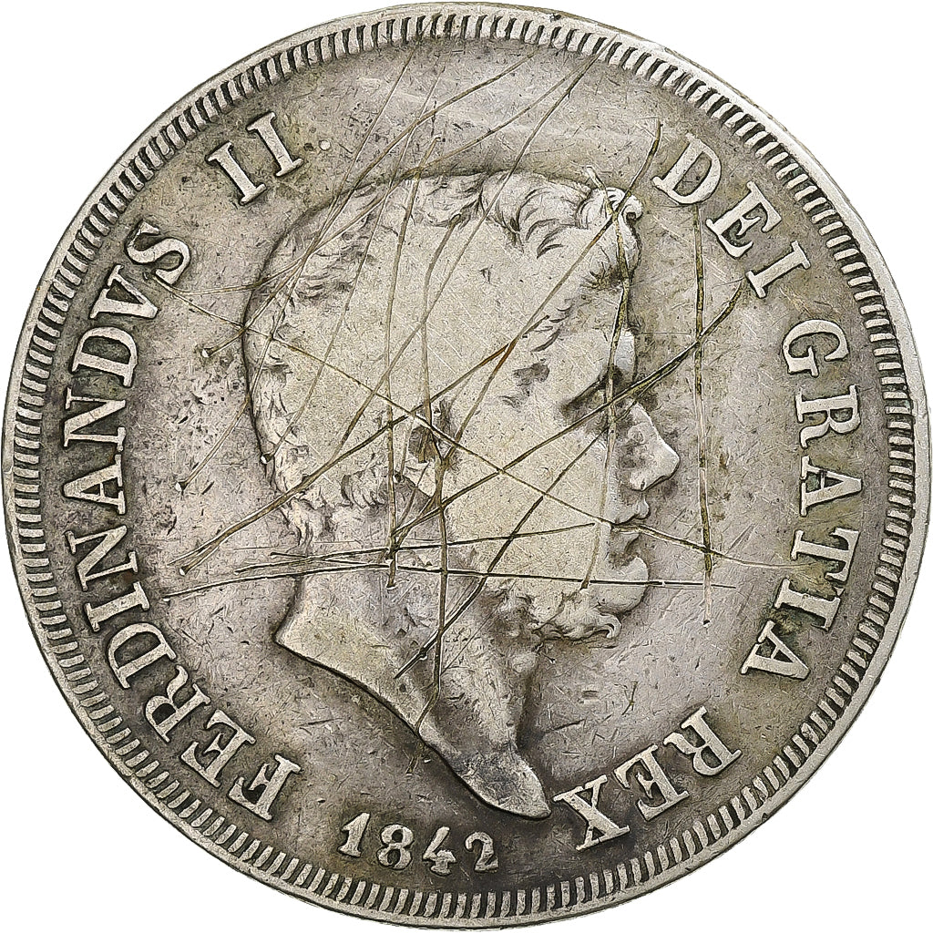 Coin, ITALIAN STATES, NAPLES, Ferdinando II, 120 Grana, 1842, VF(20-25), Silver