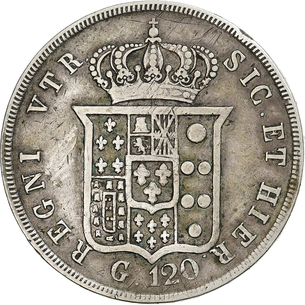 Coin, ITALIAN STATES, NAPLES, Ferdinando II, 120 Grana, 1842, VF(20-25), Silver
