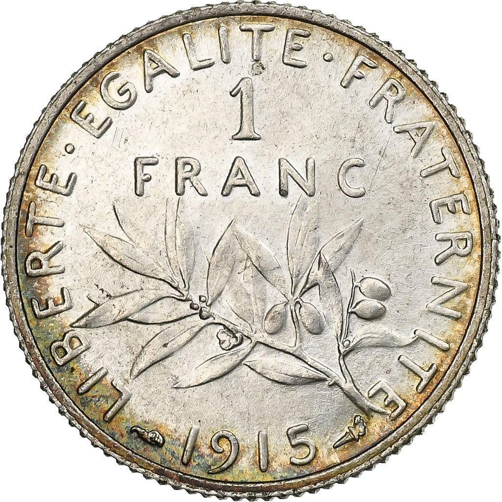 Moneda, Francia, Semeuse, Franc, 1915, Paris, SC, Plata, KM:844.1, Gadoury:467